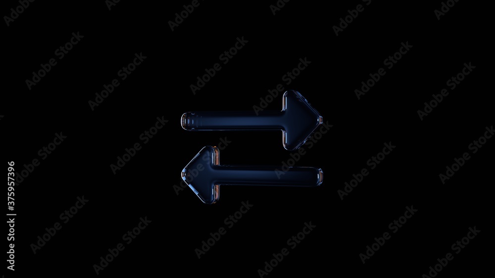 3d rendering glass symbol of exchange alt isolated on black with reflection 3d rendering glass symbol of exchange alt isolated on black with reflection
