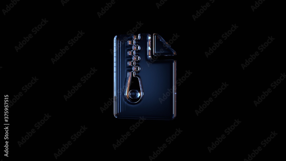 3d rendering glass symbol of file archive isolated on black with reflection 3d rendering glass symbol of file archive isolated on black with reflection