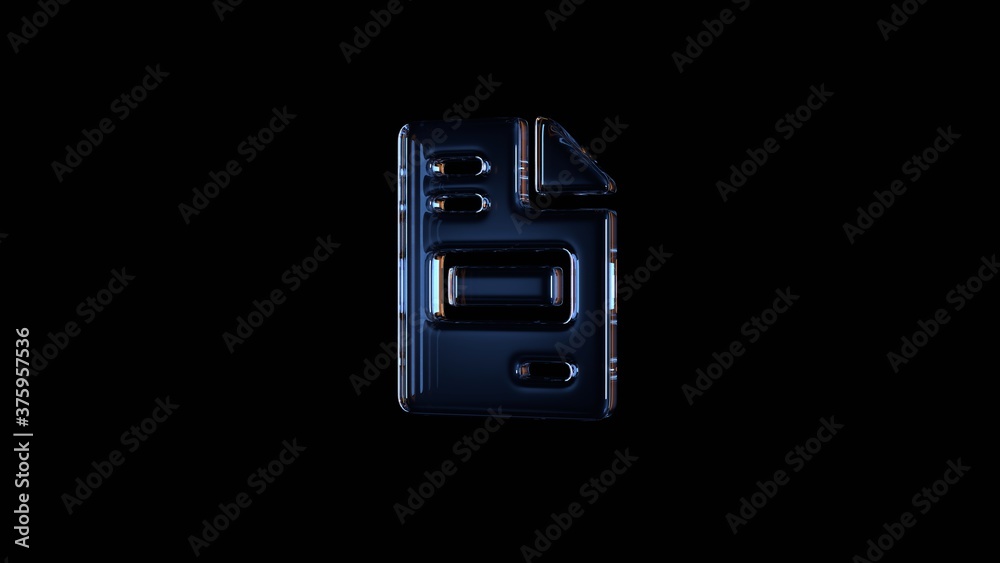 3d rendering glass symbol of file invoice isolated on black with reflection 3d rendering glass symbol of file invoice isolated on black with reflection