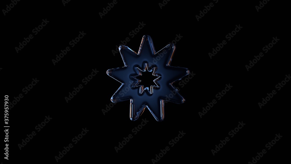 Fototapeta premium 3d rendering glass symbol of haykal isolated on black with reflection
