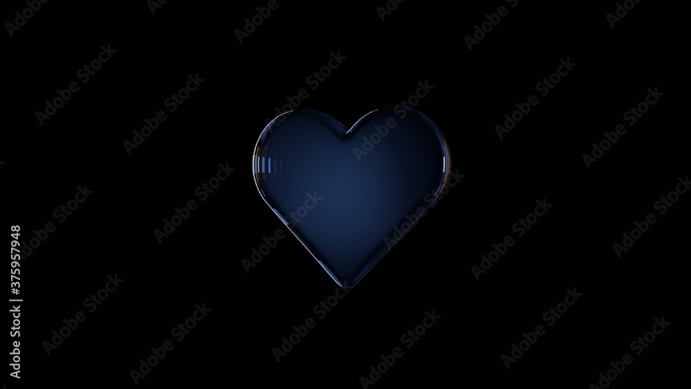 3d rendering glass symbol of heart isolated on black with reflection 3d rendering glass symbol of heart isolated on black with reflection