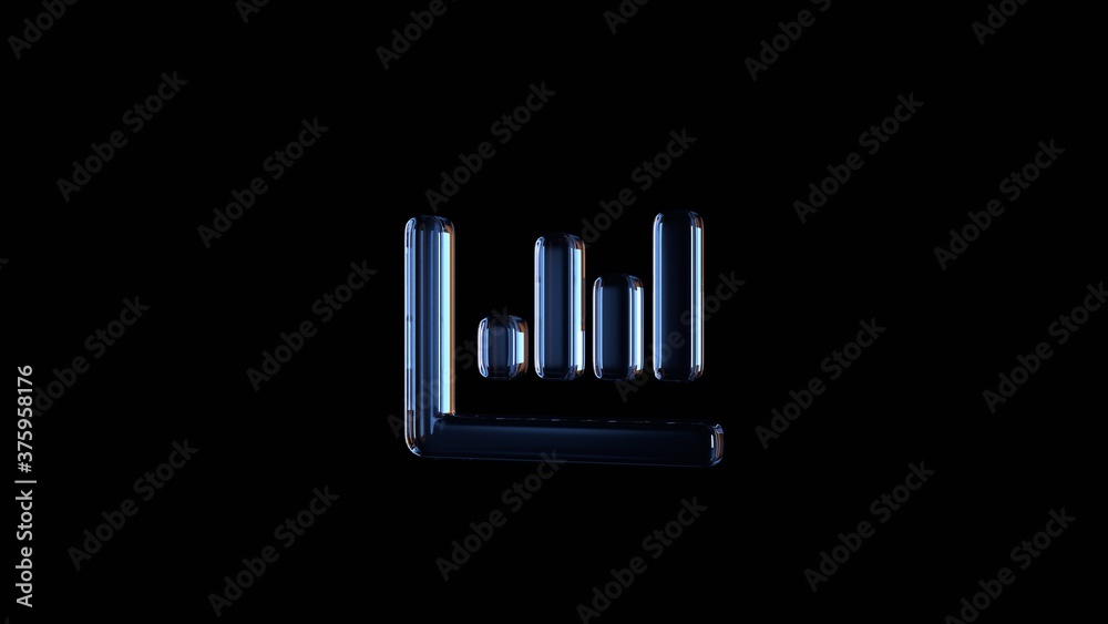 3d rendering glass symbol of chart bar isolated on black with reflection 3d rendering glass symbol of chart bar isolated on black with reflection