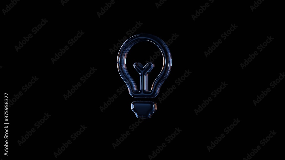 3d rendering glass symbol of idea isolated on black with reflection 3d rendering glass symbol of idea isolated on black with reflection
