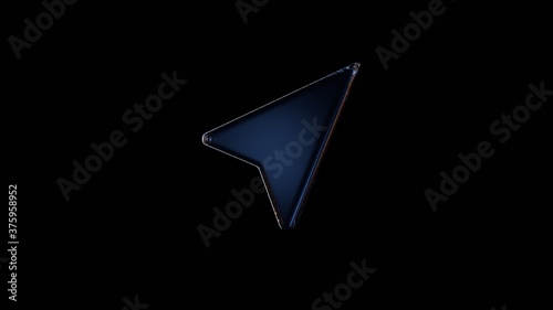 3d rendering glass symbol of navigation isolated on black with reflection