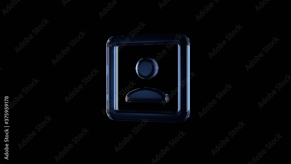 3d rendering glass symbol of photo isolated on black with reflection 3d rendering glass symbol of photo isolated on black with reflection