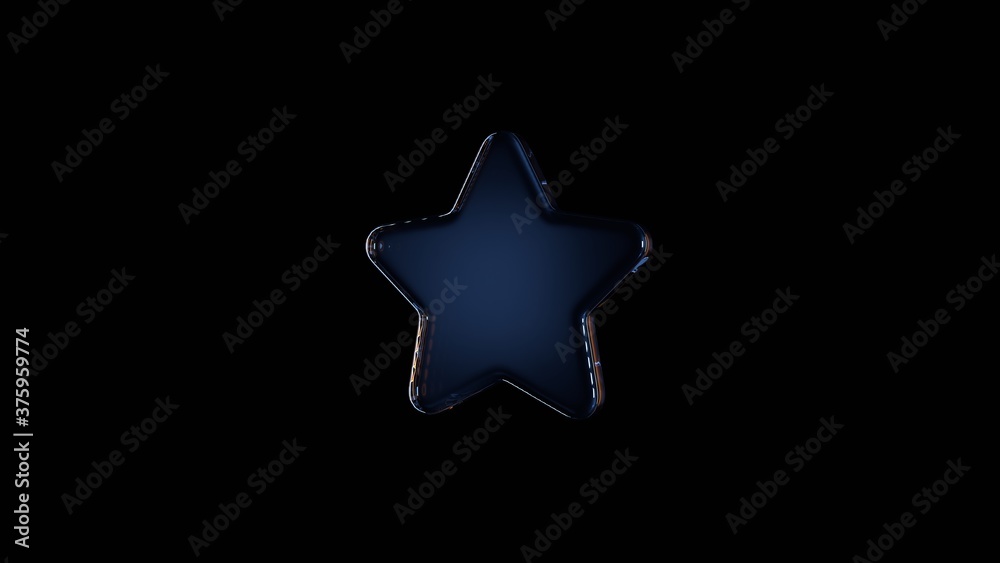 3d rendering glass symbol of star isolated on black with reflection 3d rendering glass symbol of star isolated on black with reflection