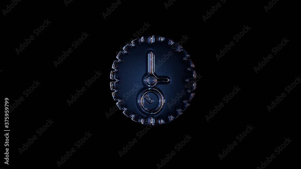Fototapeta premium 3d rendering glass symbol of stopwatch isolated on black with reflection