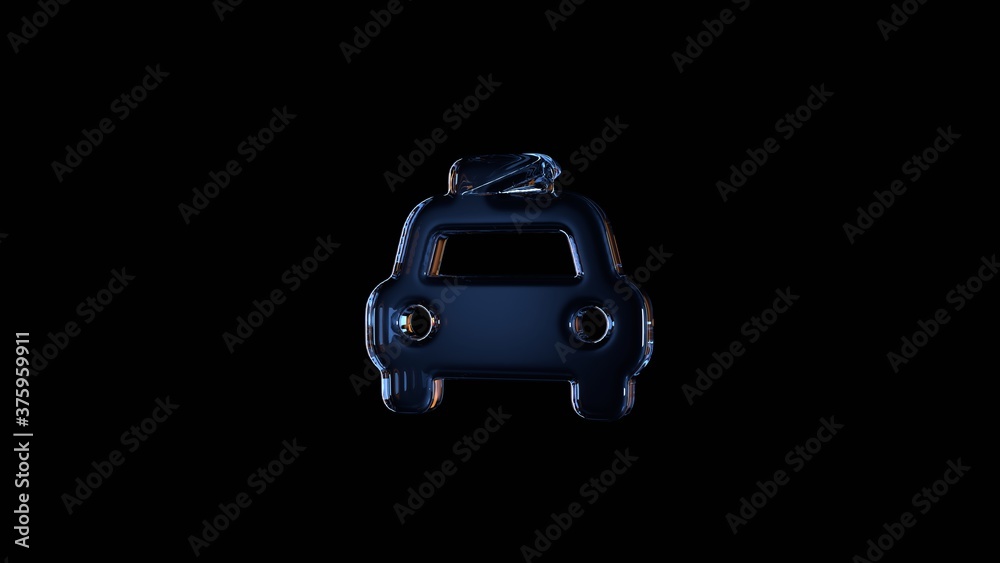 Fototapeta premium 3d rendering glass symbol of taxi isolated on black with reflection