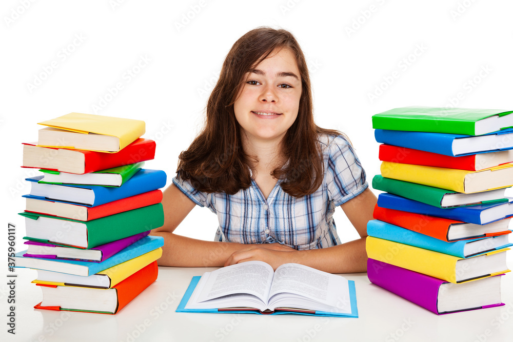 Girl learning isolated on white background
Girl learning isolated on white background