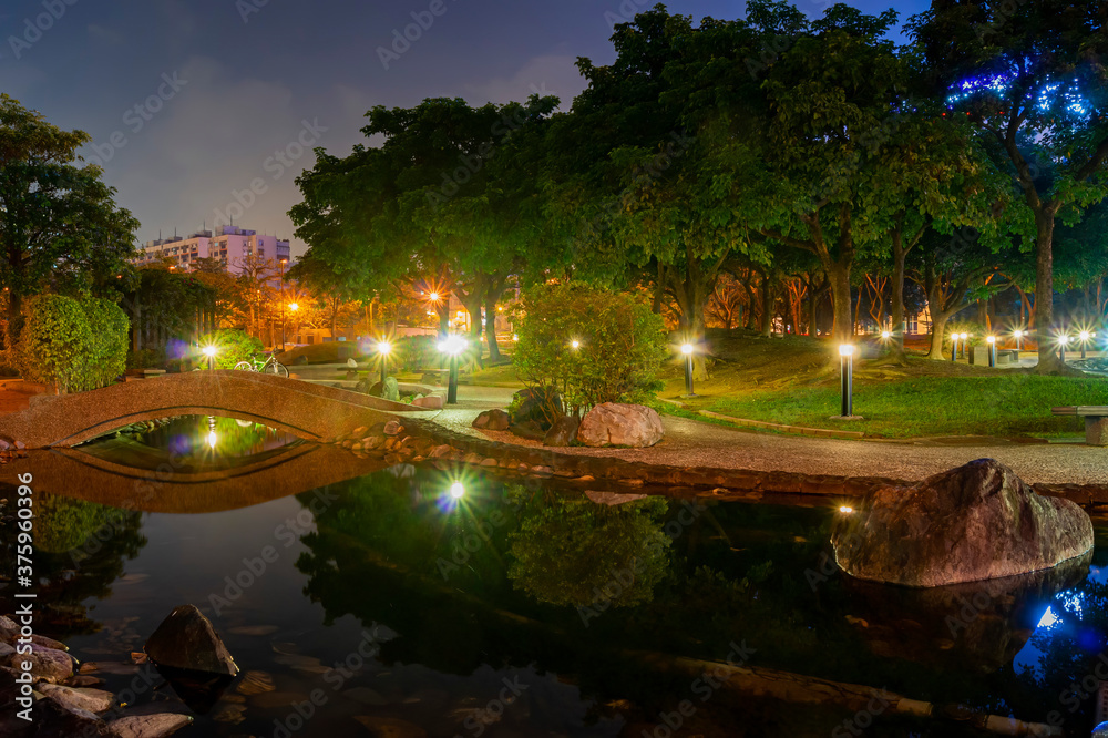 Night view of a park in Xinyi District