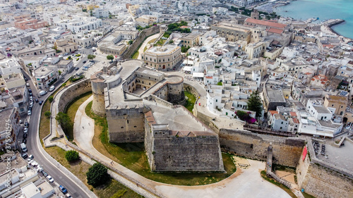 Aerial view of the Castle of Otranto on the Salento Peninsula in the south of Italy - Easternmost city in Italy (Apulia) on the coast of the Adriatic Sea