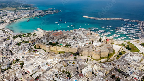 Aerial view of the Castle of Otranto on the Salento Peninsula in the south of Italy - Easternmost city in Italy (Apulia) on the coast of the Adriatic Sea
