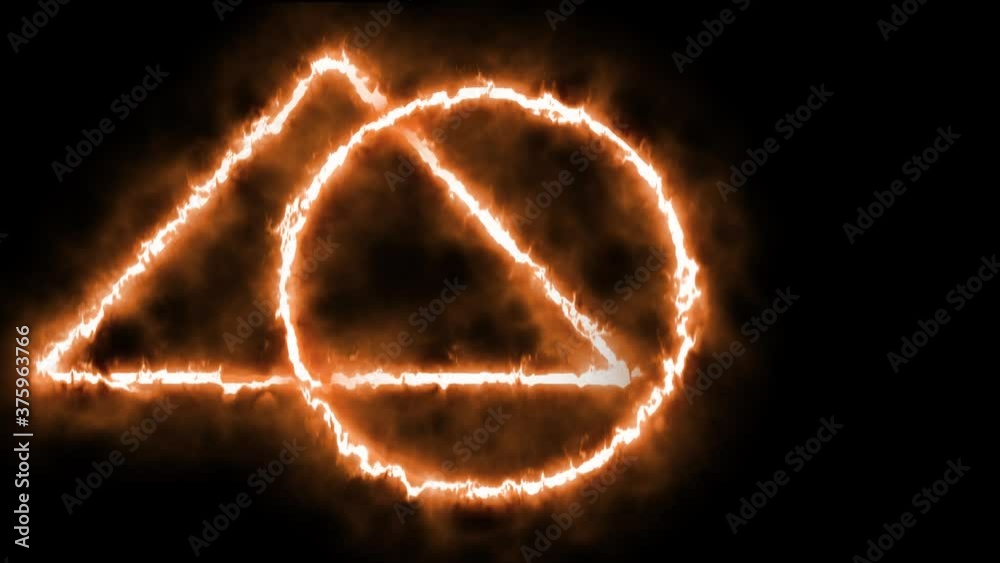Animated forms catch fire over black background. Animated forms catch fire over black background.