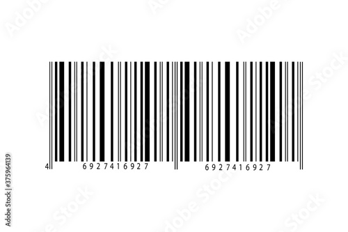 Realistic bar code icon. A modern simple flat barcode. Marketing  the concept of the Internet. Fashionable vector sign of a market trademark for website design  mobile application.