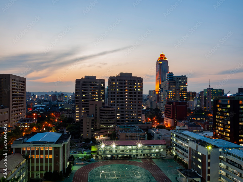 Sunset high angle view of the Taipei cityscape Sunset high angle view of the Taipei cityscape