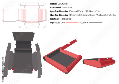 Luxury box packaging design template gluing die cut - vector