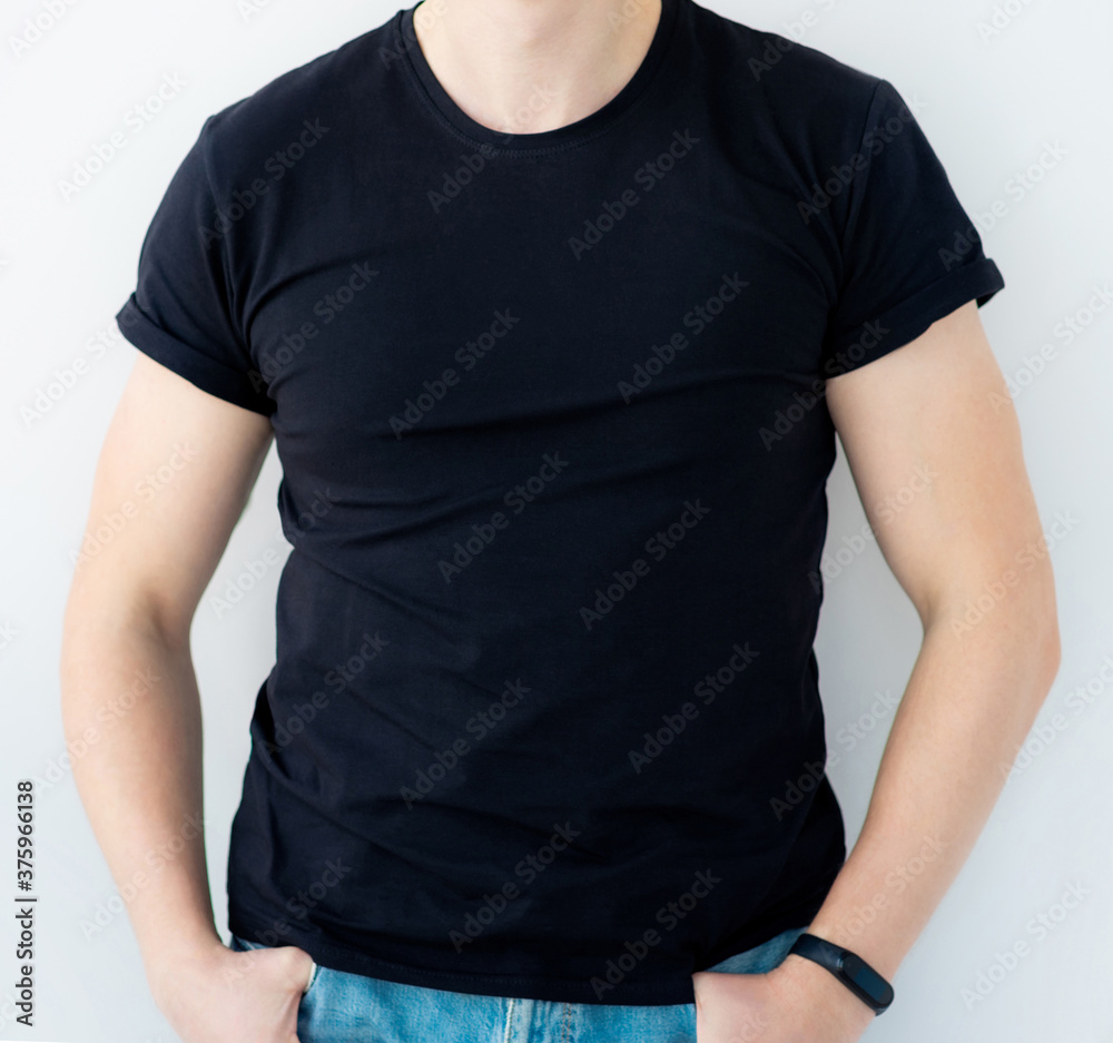 Blank black t-shirt on man model Blank black t-shirt on man model