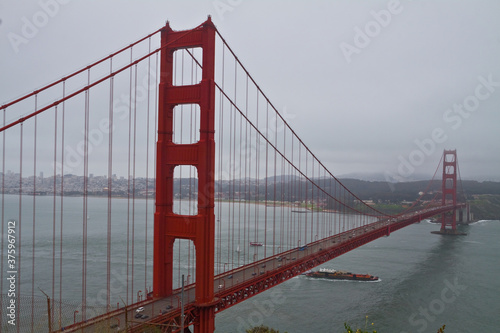 The Golden Gate Bridge and Foggy San Francisco Skyline With San Francisco Bay, San Francisco,California,USA