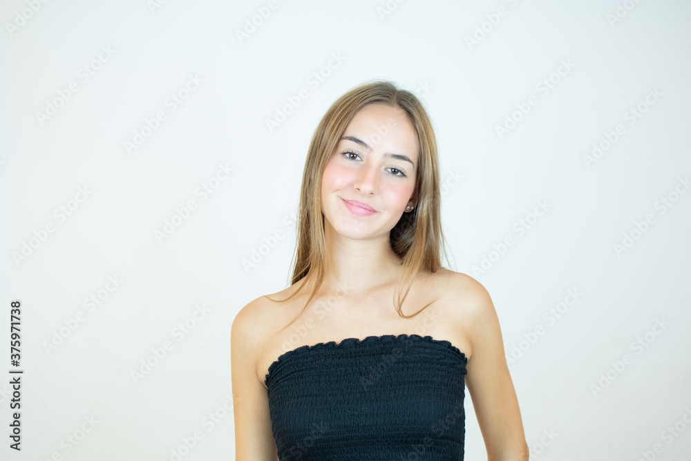 Portrait of a smiling beautiful girl on white background Portrait of a smiling beautiful girl on white background