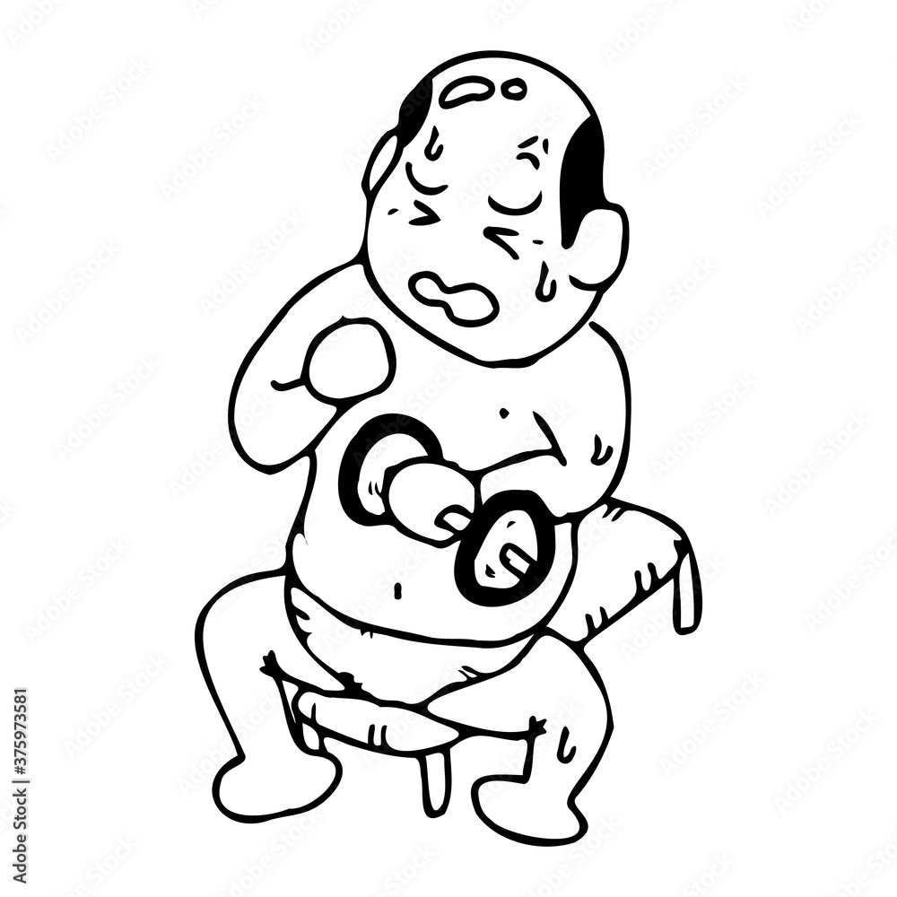 Fototapeta premium トレーニングベンチに座ってダンベルカールをする男性
