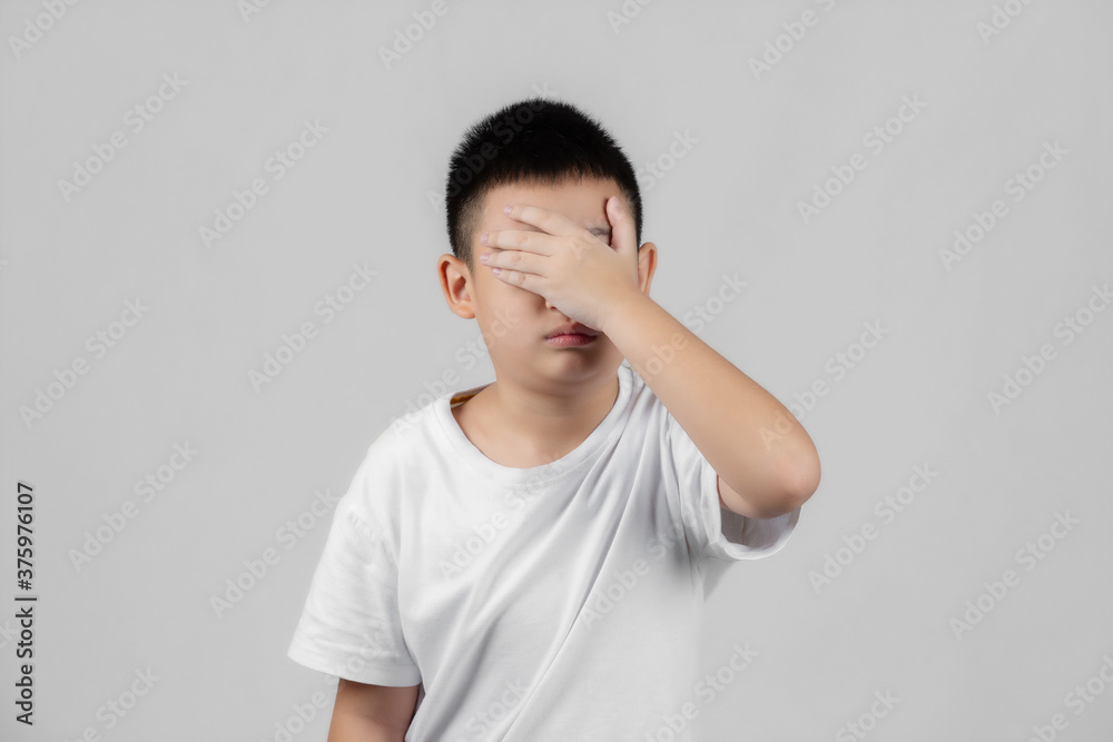 Asian boys studio portrait on gray background Asian boys studio portrait on gray background