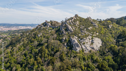 Bild auf Leinwand Aerial view of the Mouros Castel, Sintra, Portugal
