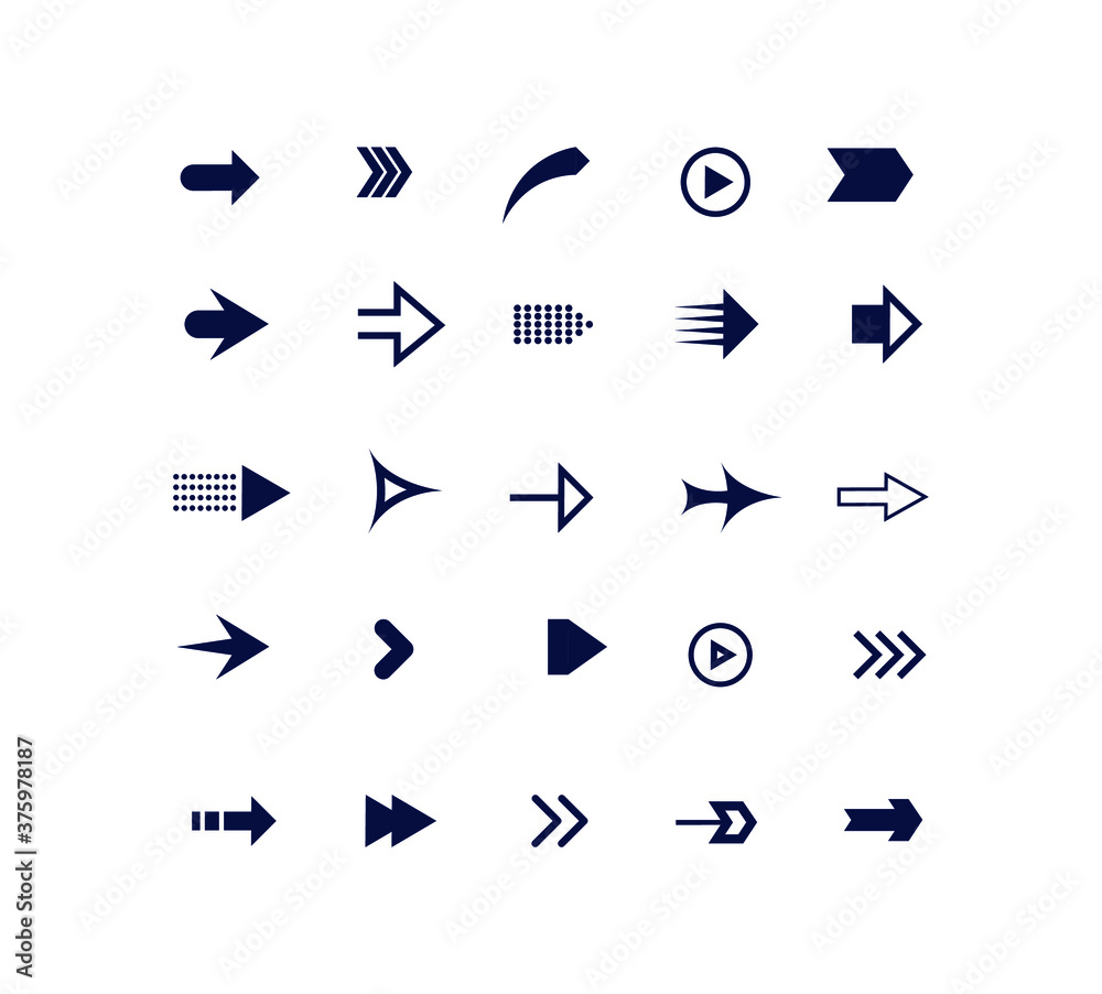Fototapeta premium Set of arrows. Collection of different styles. Vector illustration.