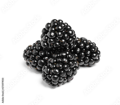 Delicious fresh ripe blackberries isolated on white