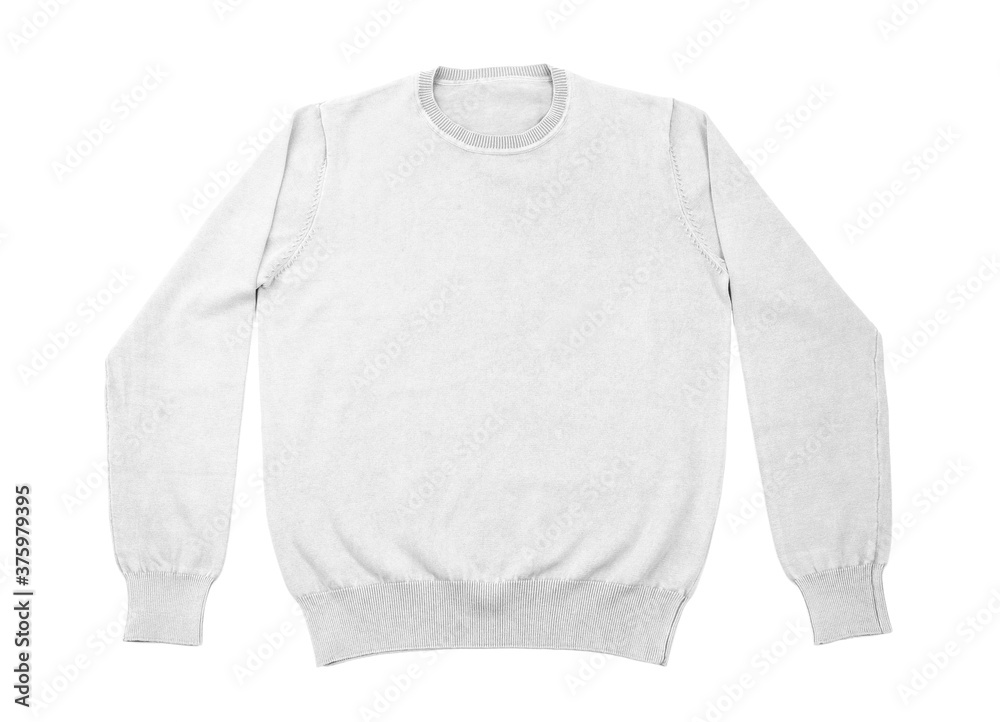 Fototapeta premium Light grey sweater isolated on white, top view