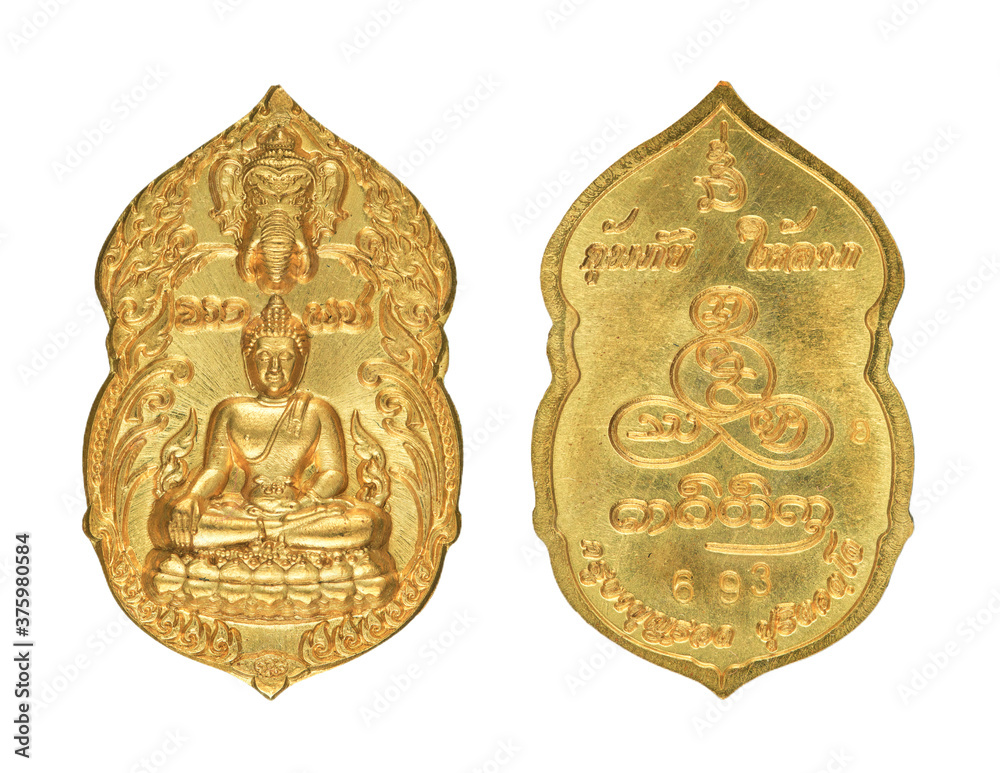 Buddha Medal isolated on white background.