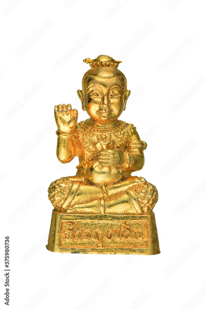 Small Buddha image or Thai amulet isolated on white background