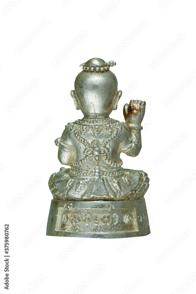 Small Buddha image or Thai amulet isolated on white background
