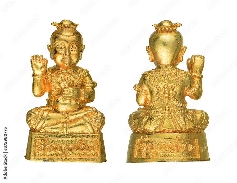 Small Buddha image or Thai amulet isolated on white background