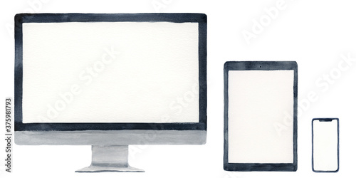 watercolor illustration of Gadget on a white backgrouground