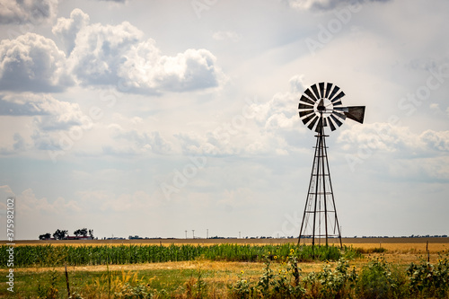 An old windmill in the dry plains of Texas, USA.