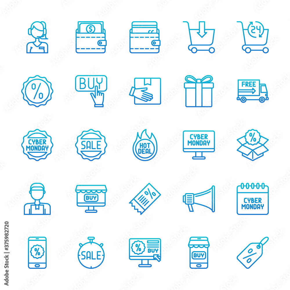 cyber monday blue gradient icons pack cyber monday blue gradient icons pack