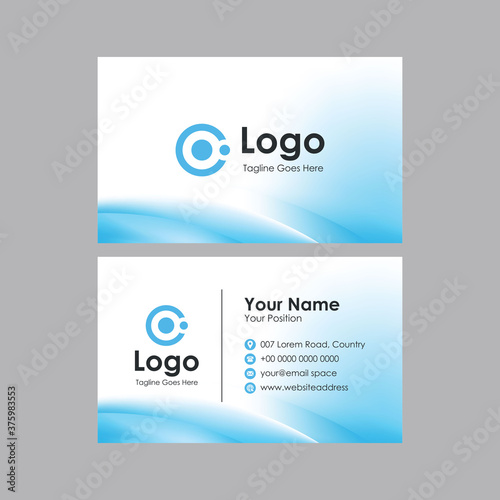 abstract blurry blue white business card design, professional stylish name card template vector