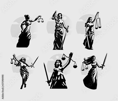 Collection of Goddess of Justice Themis.  photo