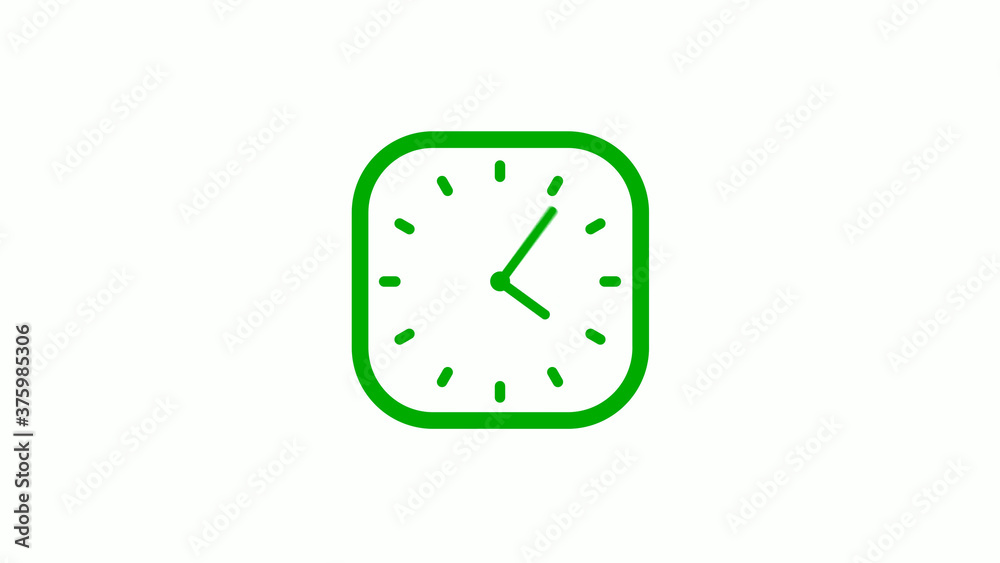 New green color square clock icon on white background,Clock icon New green color square clock icon on white background,Clock icon