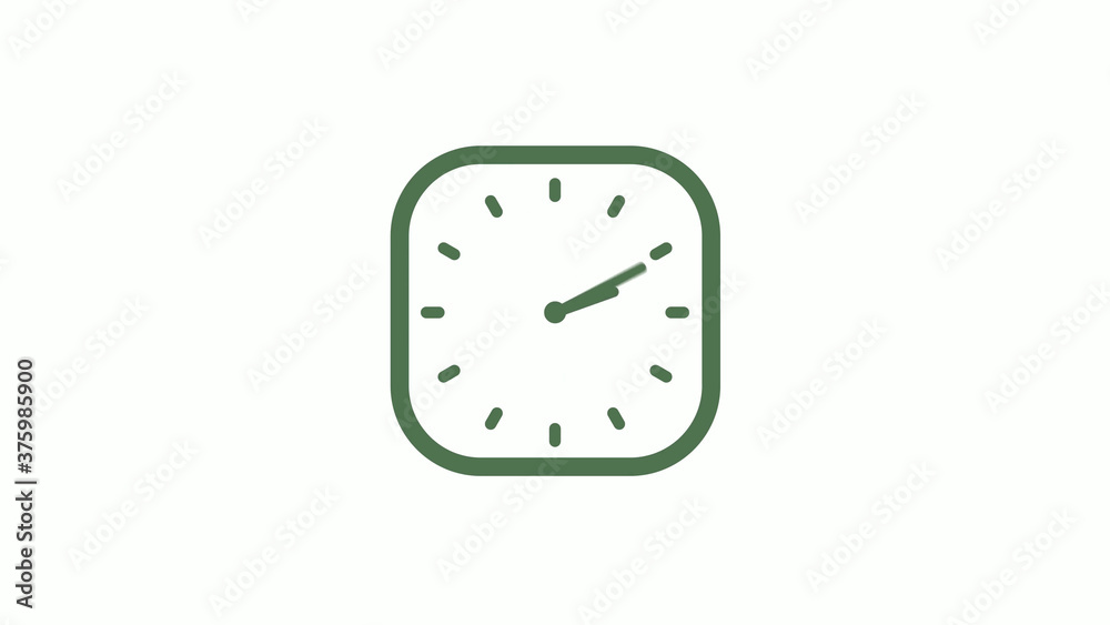 Amazing green gray 12 hours counting down clock icon on white background Amazing green gray 12 hours counting down clock icon on white background