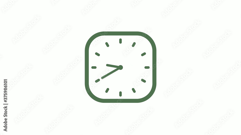 Amazing green gray 12 hours counting down clock icon on white background Amazing green gray 12 hours counting down clock icon on white background