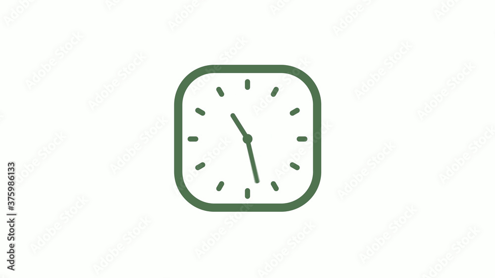 Amazing green gray 12 hours counting down clock icon on white background Amazing green gray 12 hours counting down clock icon on white background