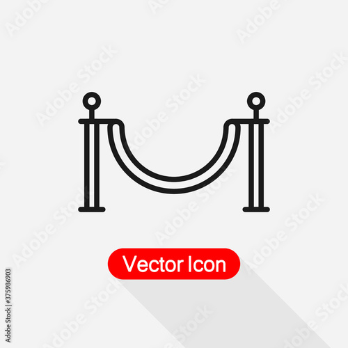 Stanchions Icon, Barrier Icon, Cinema Carpet Icon Vector Illustration Eps10
