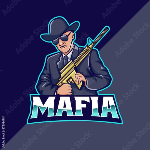 Mafia mascot logo template. perfect for team logo, merchandise, etc