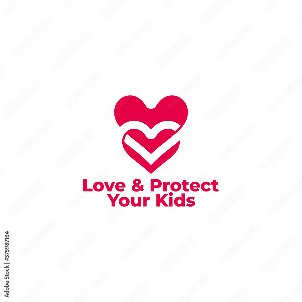 love and protect your kids symbol logo vector