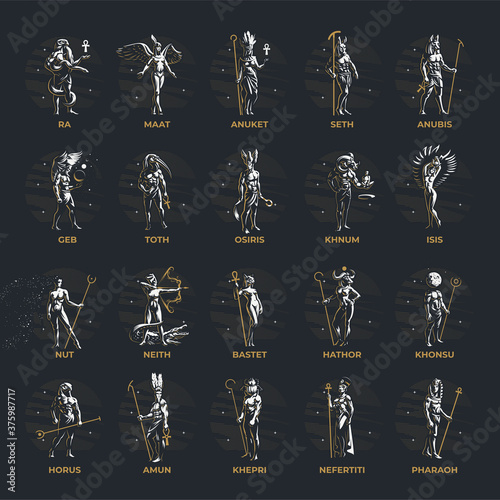 Collection of African and Egyptian gods and heroes