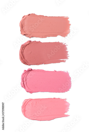 Different lipstick swatches isolated on white 