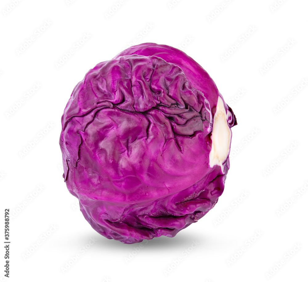 red cabbage isolated on white background.