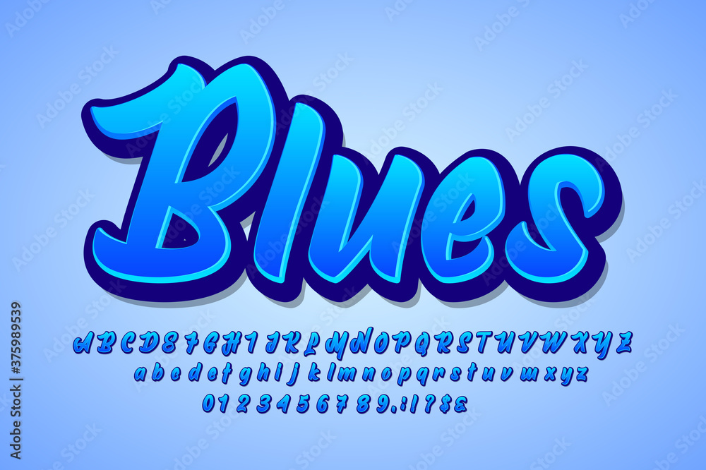Modern trendy script font and number Modern trendy script font and number