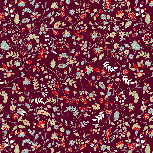 traditional Indian paisley pattern on  red    background